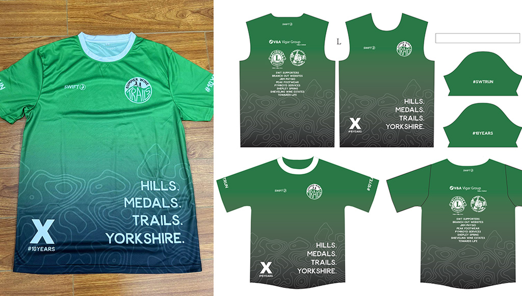 Printed sports t-shirt made from recycled plastic bottles.